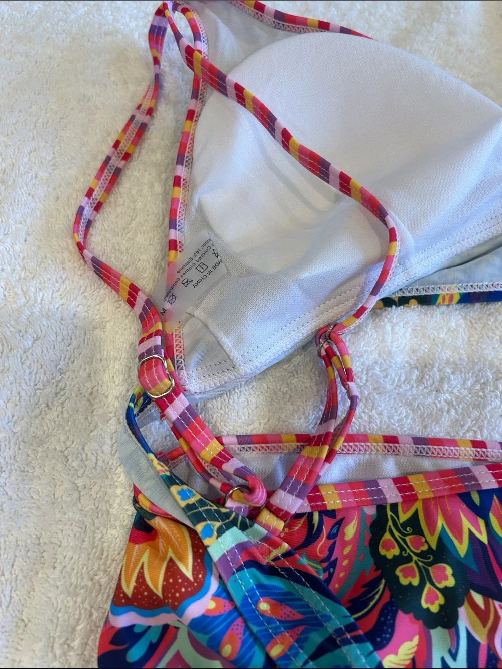 Cupshe Pink Multicolor Paisley Triangle Bikini